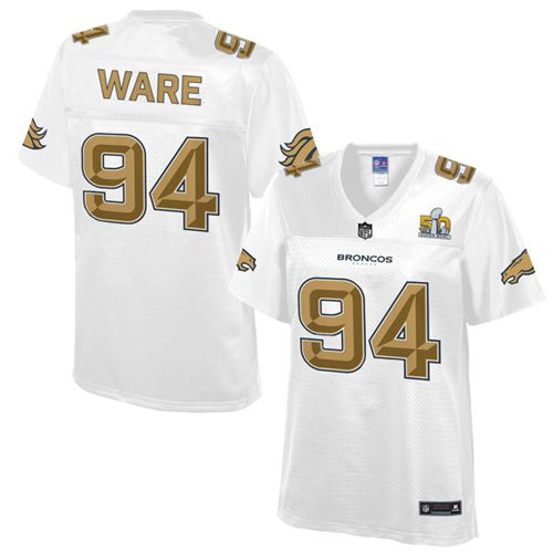 Nike Broncos #94 DeMarcus Ware White Women's NFL Pro Line Super Bowl 50 Fashion Game Jersey Nike Broncos #94 DeMarcus Ware White Women's NFL Pro Line Super Bowl 50 Fashion Game Jersey