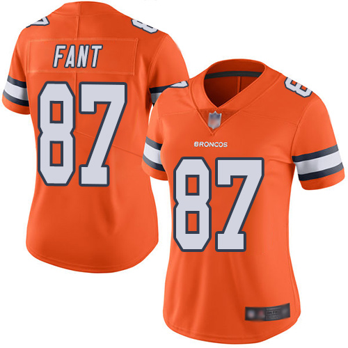Nike Broncos #87 Noah Fant Orange Women's Stitched NFL Limited Rush Jersey Nike Broncos #87 Noah Fant Orange Women's Stitched NFL Limited Rush Jersey