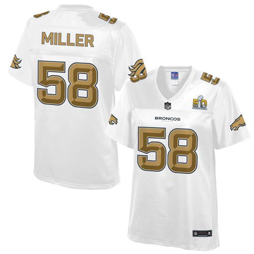 Nike Broncos #58 Von Miller White Women's NFL Pro Line Super Bowl 50 Fashion Game Jersey Nike Broncos #58 Von Miller White Women's NFL Pro Line Super Bowl 50 Fashion Game Jersey