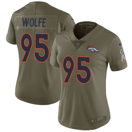 Nike Broncos #95 Derek Wolfe Olive Women's Stitched NFL Limited 2017 Salute to Service Jersey Nike Broncos #95 Derek Wolfe Olive Women's Stitched NFL Limited 2017 Salute to Service Jersey