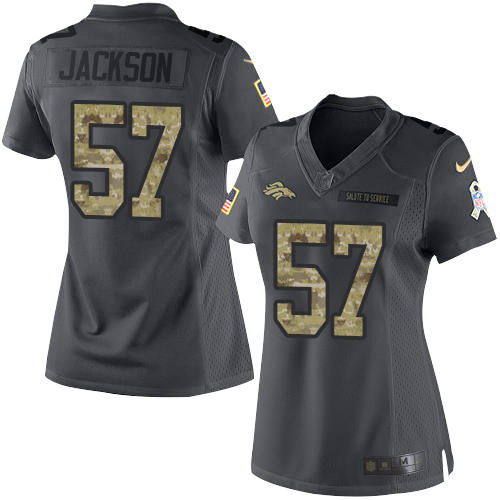 Nike Broncos #57 Tom Jackson Black Women's Stitched NFL Limited 2016 Salute to Service Jersey Nike Broncos #57 Tom Jackson Black Women's Stitched NFL Limited 2016 Salute to Service Jersey