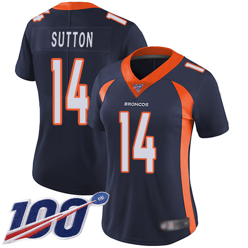Nike Broncos #14 Courtland Sutton Navy Blue Alternate Women's Stitched NFL 100th Season Vapor Limited Jersey Nike Broncos #14 Courtland Sutton Navy Blue Alternate Women's Stitched NFL 100th Season Vapor Limited Jersey
