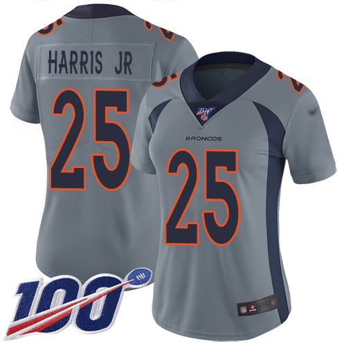 Nike Broncos #25 Chris Harris Jr Gray Women's Stitched NFL Limited Inverted Legend 100th Season Jersey Nike Broncos #25 Chris Harris Jr Gray Women's Stitched NFL Limited Inverted Legend 100th Season Jersey