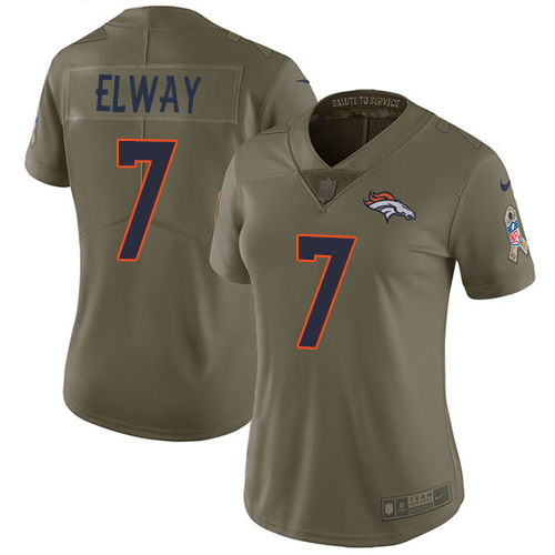 Nike Broncos #7 John Elway Olive Women's Stitched NFL Limited 2017 Salute to Service Jersey Nike Broncos #7 John Elway Olive Women's Stitched NFL Limited 2017 Salute to Service Jersey