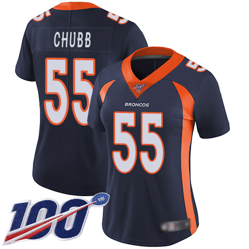 Nike Broncos #55 Bradley Chubb Navy Blue Alternate Women's Stitched NFL 100th Season Vapor Limited Jersey Nike Broncos #55 Bradley Chubb Navy Blue Alternate Women's Stitched NFL 100th Season Vapor Limited Jersey