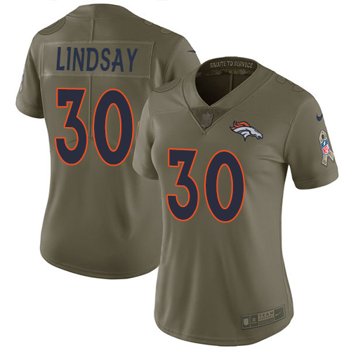 Nike Broncos #30 Phillip Lindsay Olive Women's Stitched NFL Limited 2017 Salute to Service Jersey Nike Broncos #30 Phillip Lindsay Olive Women's Stitched NFL Limited 2017 Salute to Service Jersey