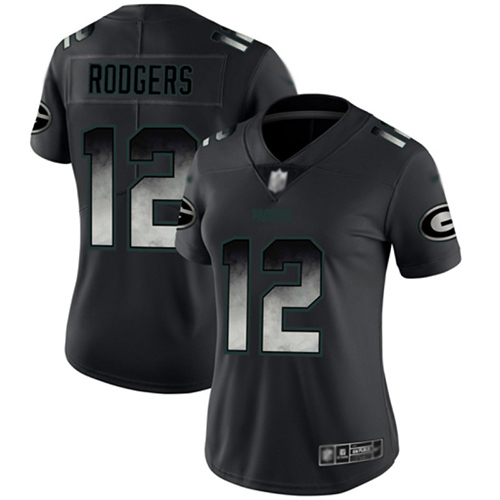 Nike Packers #12 Aaron Rodgers Black Women's Stitched NFL Vapor Untouchable Limited Smoke Fashion Jersey Nike Packers #12 Aaron Rodgers Black Women's Stitched NFL Vapor Untouchable Limited Smoke Fashion Jersey