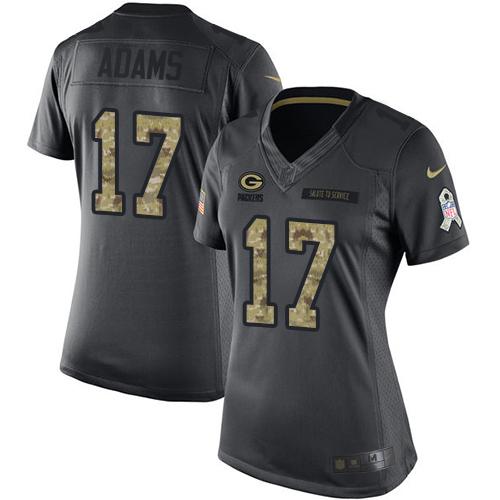 Nike Packers #17 Davante Adams Black Women's Stitched NFL Limited 2016 Salute to Service Jersey Nike Packers #17 Davante Adams Black Women's Stitched NFL Limited 2016 Salute to Service Jersey