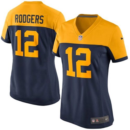 Nike Packers #12 Aaron Rodgers Navy Blue Alternate Women's Stitched NFL New Elite Jersey Nike Packers #12 Aaron Rodgers Navy Blue Alternate Women's Stitched NFL New Elite Jersey