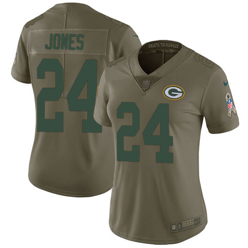 Nike Packers #24 Josh Jones Olive Women's Stitched NFL Limited 2017 Salute to Service Jersey Nike Packers #24 Josh Jones Olive Women's Stitched NFL Limited 2017 Salute to Service Jersey