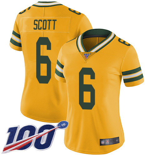 Nike Packers #6 JK Scott Gold Women's Stitched NFL Limited Inverted Legend 100th Season Jersey Nike Packers #6 JK Scott Gold Women's Stitched NFL Limited Inverted Legend 100th Season Jersey