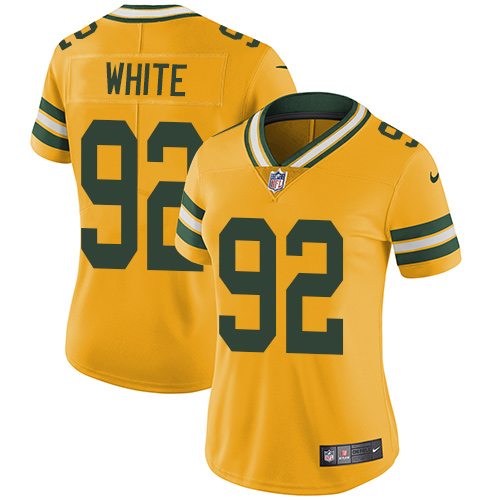 Nike Packers #92 Reggie White Yellow Women's Stitched NFL Limited Rush Jersey Nike Packers #92 Reggie White Yellow Women's Stitched NFL Limited Rush Jersey
