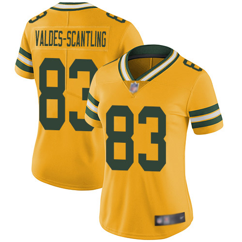 Nike Packers #83 Marquez Valdes-Scantling Yellow Women's Stitched NFL Limited Rush Jersey Nike Packers #83 Marquez Valdes-Scantling Yellow Women's Stitched NFL Limited Rush Jersey