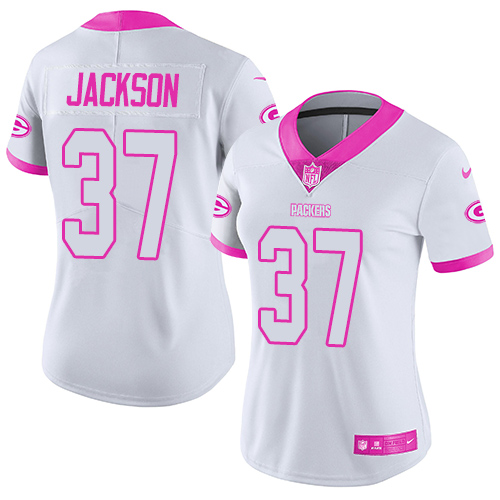 Nike Packers #37 Josh Jackson White/Pink Women's Stitched NFL Limited Rush Fashion Jersey Nike Packers #37 Josh Jackson White/Pink Women's Stitched NFL Limited Rush Fashion Jersey