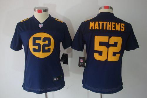 Nike Packers #52 Clay Matthews Navy Blue Alternate Women's Stitched NFL Limited Jersey Nike Packers #52 Clay Matthews Navy Blue Alternate Women's Stitched NFL Limited Jersey