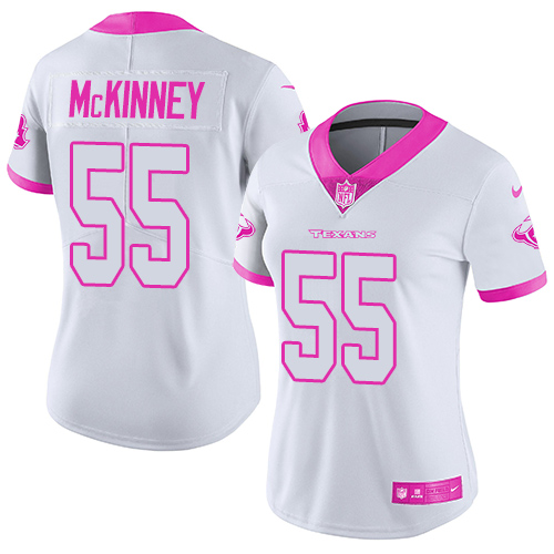 Nike Texans #55 Benardrick McKinney White/Pink Women's Stitched NFL Limited Rush Fashion Jersey Nike Texans #55 Benardrick McKinney White/Pink Women's Stitched NFL Limited Rush Fashion Jersey
