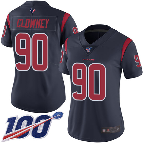 Nike Texans #90 Jadeveon Clowney Navy Blue Women's Stitched NFL Limited Rush 100th Season Jersey Nike Texans #90 Jadeveon Clowney Navy Blue Women's Stitched NFL Limited Rush 100th Season Jersey