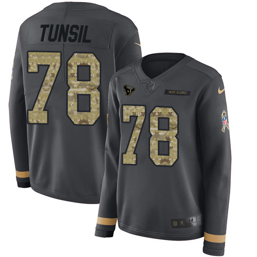 Nike Texans #78 Laremy Tunsil Anthracite Salute to Service Women's Stitched NFL Limited Therma Long Sleeve Jersey Nike Texans #78 Laremy Tunsil Anthracite Salute to Service Women's Stitched NFL Limited Therma Long Sleeve Jersey