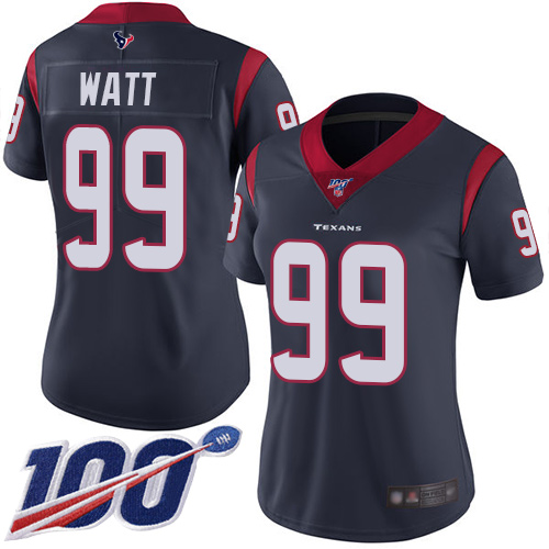 Nike Texans #99 J.J. Watt Navy Blue Team Color Women's Stitched NFL 100th Season Vapor Limited Jersey Nike Texans #99 J.J. Watt Navy Blue Team Color Women's Stitched NFL 100th Season Vapor Limited Jersey