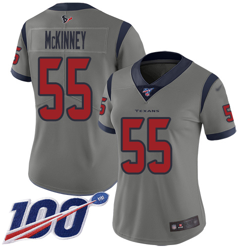 Nike Texans #55 Benardrick McKinney Gray Women's Stitched NFL Limited Inverted Legend 100th Season Jersey Nike Texans #55 Benardrick McKinney Gray Women's Stitched NFL Limited Inverted Legend 100th Season Jersey