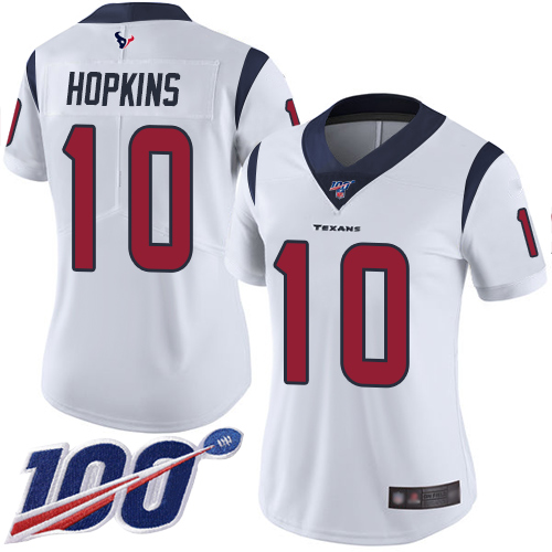 Nike Texans #10 DeAndre Hopkins White Women's Stitched NFL 100th Season Vapor Limited Jersey Nike Texans #10 DeAndre Hopkins White Women's Stitched NFL 100th Season Vapor Limited Jersey