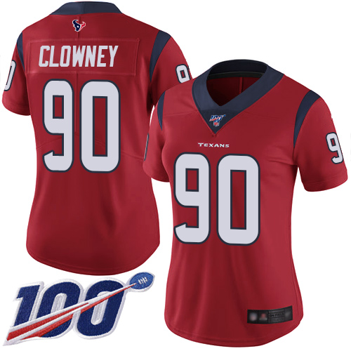 Nike Texans #90 Jadeveon Clowney Red Alternate Women's Stitched NFL 100th Season Vapor Limited Jersey Nike Texans #90 Jadeveon Clowney Red Alternate Women's Stitched NFL 100th Season Vapor Limited Jersey