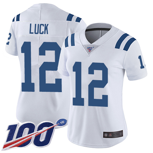 Nike Colts #12 Andrew Luck White Women's Stitched NFL 100th Season Vapor Limited Jersey Nike Colts #12 Andrew Luck White Women's Stitched NFL 100th Season Vapor Limited Jersey