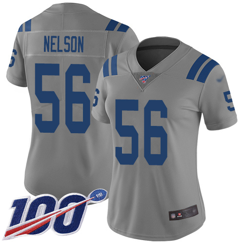 Nike Colts #56 Quenton Nelson Gray Women's Stitched NFL Limited Inverted Legend 100th Season Jersey Nike Colts #56 Quenton Nelson Gray Women's Stitched NFL Limited Inverted Legend 100th Season Jersey