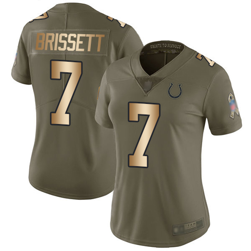 Nike Colts #7 Jacoby Brissett Olive/Gold Women's Stitched NFL Limited 2017 Salute to Service Jersey Nike Colts #7 Jacoby Brissett Olive/Gold Women's Stitched NFL Limited 2017 Salute to Service Jersey