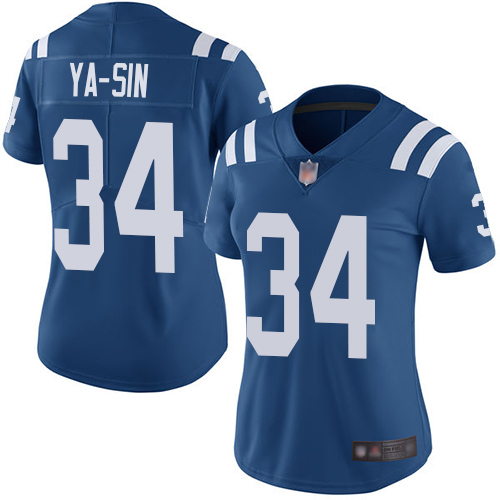 Nike Colts #34 Rock Ya-Sin Royal Blue Team Color Women's Stitched NFL Vapor Untouchable Limited Jersey Nike Colts #34 Rock Ya-Sin Royal Blue Team Color Women's Stitched NFL Vapor Untouchable Limited Jersey