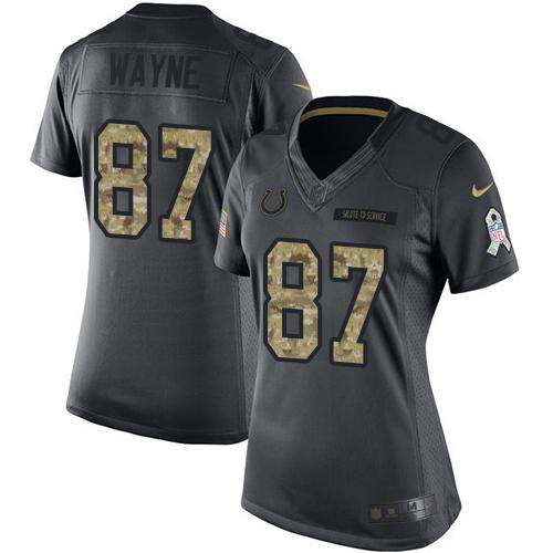 Nike Colts #87 Reggie Wayne Black Women's Stitched NFL Limited 2016 Salute to Service Jersey Nike Colts #87 Reggie Wayne Black Women's Stitched NFL Limited 2016 Salute to Service Jersey