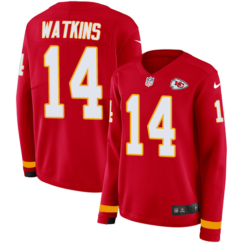 Nike Chiefs #14 Sammy Watkins Red Team Color Women's Stitched NFL Limited Therma Long Sleeve Jersey Nike Chiefs #14 Sammy Watkins Red Team Color Women's Stitched NFL Limited Therma Long Sleeve Jersey