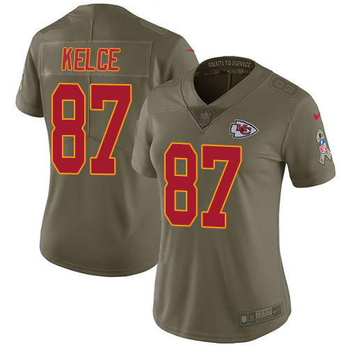 Nike Chiefs #87 Travis Kelce Olive Women's Stitched NFL Limited 2017 Salute to Service Jersey Nike Chiefs #87 Travis Kelce Olive Women's Stitched NFL Limited 2017 Salute to Service Jersey