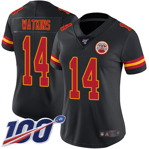 Nike Chiefs #14 Sammy Watkins Black Women's Stitched NFL Limited Rush 100th Season Jersey Nike Chiefs #14 Sammy Watkins Black Women's Stitched NFL Limited Rush 100th Season Jersey