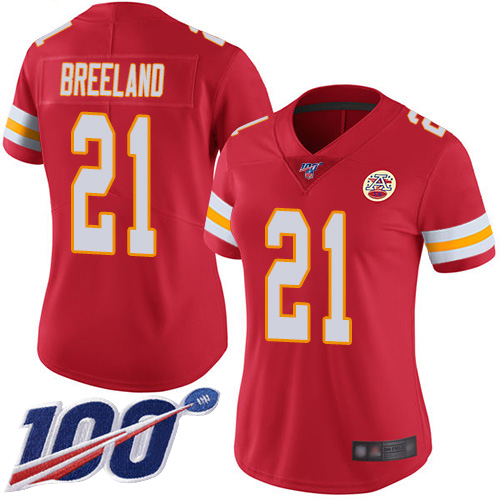 Nike Chiefs #21 Bashaud Breeland Red Team Color Women's Stitched NFL 100th Season Vapor Limited Jersey Nike Chiefs #21 Bashaud Breeland Red Team Color Women's Stitched NFL 100th Season Vapor Limited Jersey