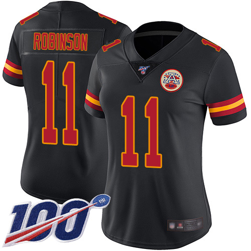 Nike Chiefs #11 Demarcus Robinson Black Women's Stitched NFL Limited Rush 100th Season Jersey Nike Chiefs #11 Demarcus Robinson Black Women's Stitched NFL Limited Rush 100th Season Jersey