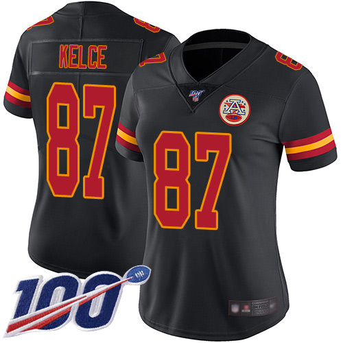 Nike Chiefs #87 Travis Kelce Black Women's Stitched NFL Limited Rush 100th Season Jersey Nike Chiefs #87 Travis Kelce Black Women's Stitched NFL Limited Rush 100th Season Jersey