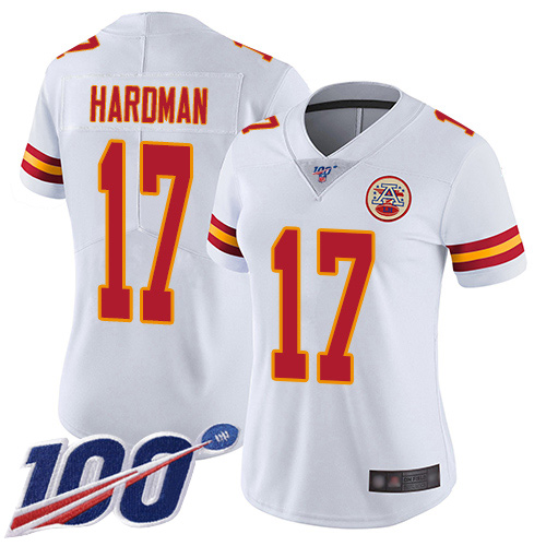 Nike Chiefs #17 Mecole Hardman White Women's Stitched NFL 100th Season Vapor Limited Jersey Nike Chiefs #17 Mecole Hardman White Women's Stitched NFL 100th Season Vapor Limited Jersey