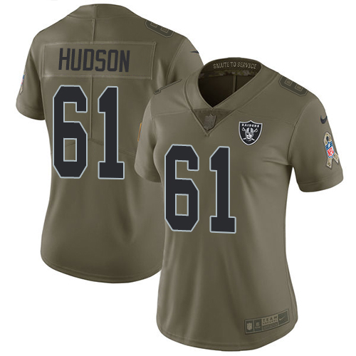 Nike Raiders #61 Rodney Hudson Olive Women's Stitched NFL Limited 2017 Salute to Service Jersey Nike Raiders #61 Rodney Hudson Olive Women's Stitched NFL Limited 2017 Salute to Service Jersey