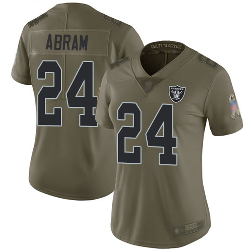 Nike Raiders #24 Johnathan Abram Olive Women's Stitched NFL Limited 2017 Salute to Service Jersey Nike Raiders #24 Johnathan Abram Olive Women's Stitched NFL Limited 2017 Salute to Service Jersey