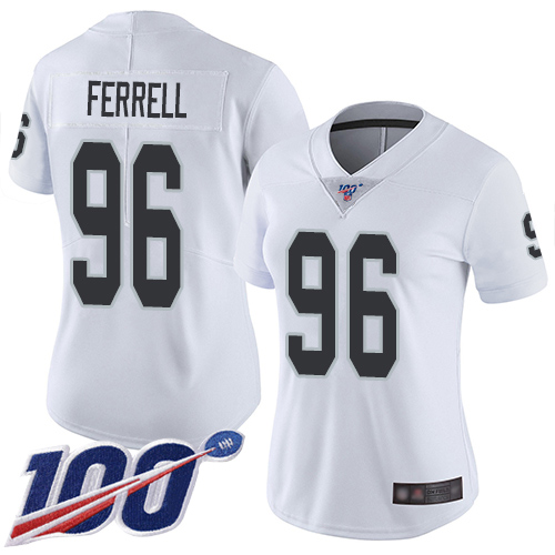 Nike Raiders #96 Clelin Ferrell White Women's Stitched NFL 100th Season Vapor Limited Jersey Nike Raiders #96 Clelin Ferrell White Women's Stitched NFL 100th Season Vapor Limited Jersey