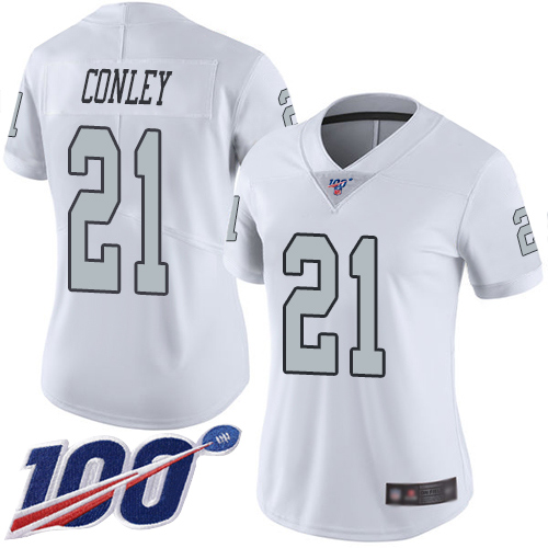 Nike Raiders #21 Gareon Conley White Women's Stitched NFL Limited Rush 100th Season Jersey Nike Raiders #21 Gareon Conley White Women's Stitched NFL Limited Rush 100th Season Jersey