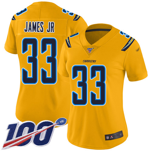 Nike Chargers #33 Derwin James Jr Gold Women's Stitched NFL Limited Inverted Legend 100th Season Jersey Nike Chargers #33 Derwin James Jr Gold Women's Stitched NFL Limited Inverted Legend 100th Season Jersey
