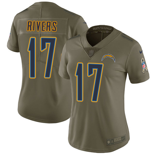 Nike Chargers #17 Philip Rivers Olive Women's Stitched NFL Limited 2017 Salute to Service Jersey Nike Chargers #17 Philip Rivers Olive Women's Stitched NFL Limited 2017 Salute to Service Jersey