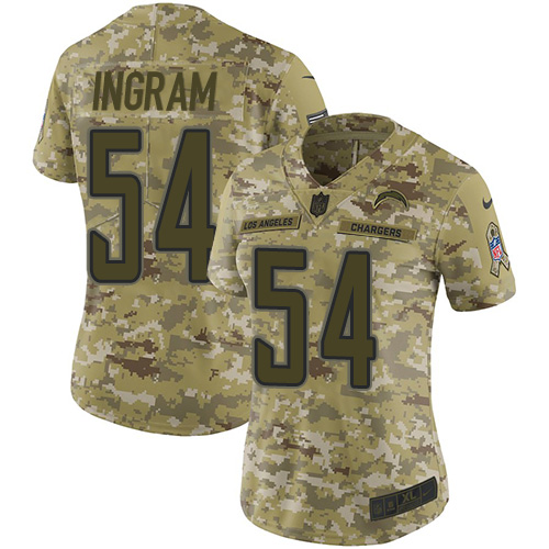 Nike Chargers #54 Melvin Ingram Camo Women's Stitched NFL Limited 2018 Salute to Service Jersey Nike Chargers #54 Melvin Ingram Camo Women's Stitched NFL Limited 2018 Salute to Service Jersey