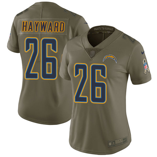 Nike Chargers #26 Casey Hayward Olive Women's Stitched NFL Limited 2017 Salute to Service Jersey Nike Chargers #26 Casey Hayward Olive Women's Stitched NFL Limited 2017 Salute to Service Jersey