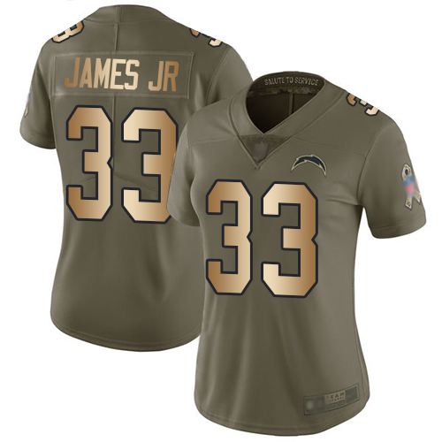 Nike Chargers #33 Derwin James Jr Olive/Gold Women's Stitched NFL Limited 2017 Salute to Service Jersey Nike Chargers #33 Derwin James Jr Olive/Gold Women's Stitched NFL Limited 2017 Salute to Service Jersey