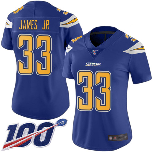 Nike Chargers #33 Derwin James Jr Electric Blue Women's Stitched NFL Limited Rush 100th Season Jersey Nike Chargers #33 Derwin James Jr Electric Blue Women's Stitched NFL Limited Rush 100th Season Jersey