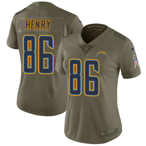 Nike Chargers #86 Hunter Henry Olive Women's Stitched NFL Limited 2017 Salute to Service Jersey Nike Chargers #86 Hunter Henry Olive Women's Stitched NFL Limited 2017 Salute to Service Jersey