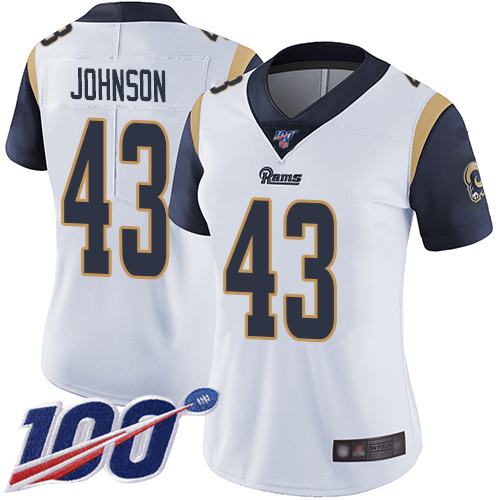 Nike Rams #43 John Johnson White Women's Stitched NFL 100th Season Vapor Limited Jersey Nike Rams #43 John Johnson White Women's Stitched NFL 100th Season Vapor Limited Jersey
